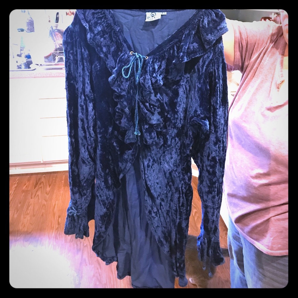 Crushed Blue Velvet Renaissance / Pirate Top